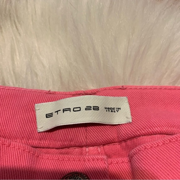 Etro Pink Embroidered Skinny Size 28 Raw hem, front and back pockets - Picture 7 of 10